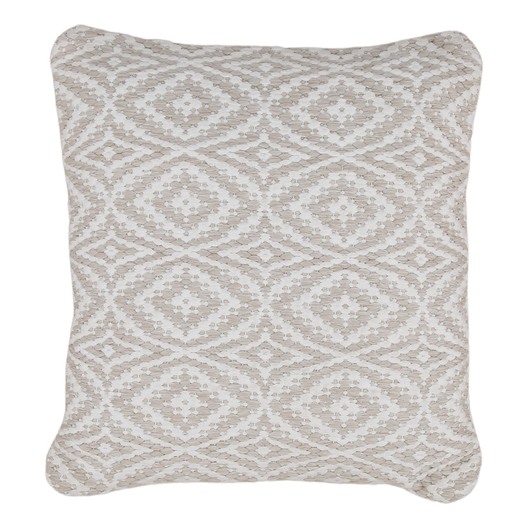 Rosewoode Outdoor Pillow Beige — Front Three-Quarter