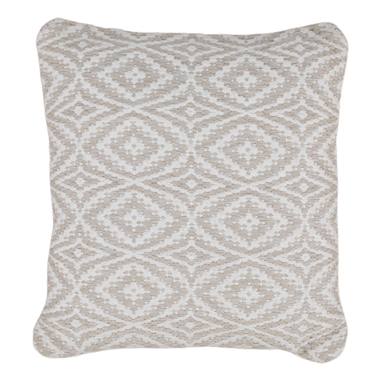 Rosewoode Outdoor Pillow Beige — Front Three-Quarter