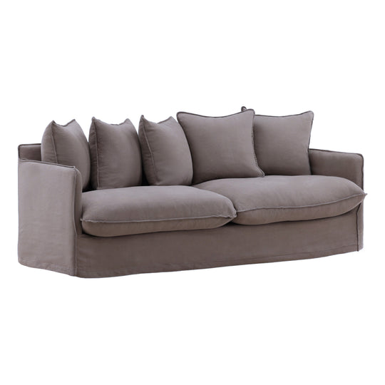 Lexa Sofa Slipcover Stone — Front Three-Quarter