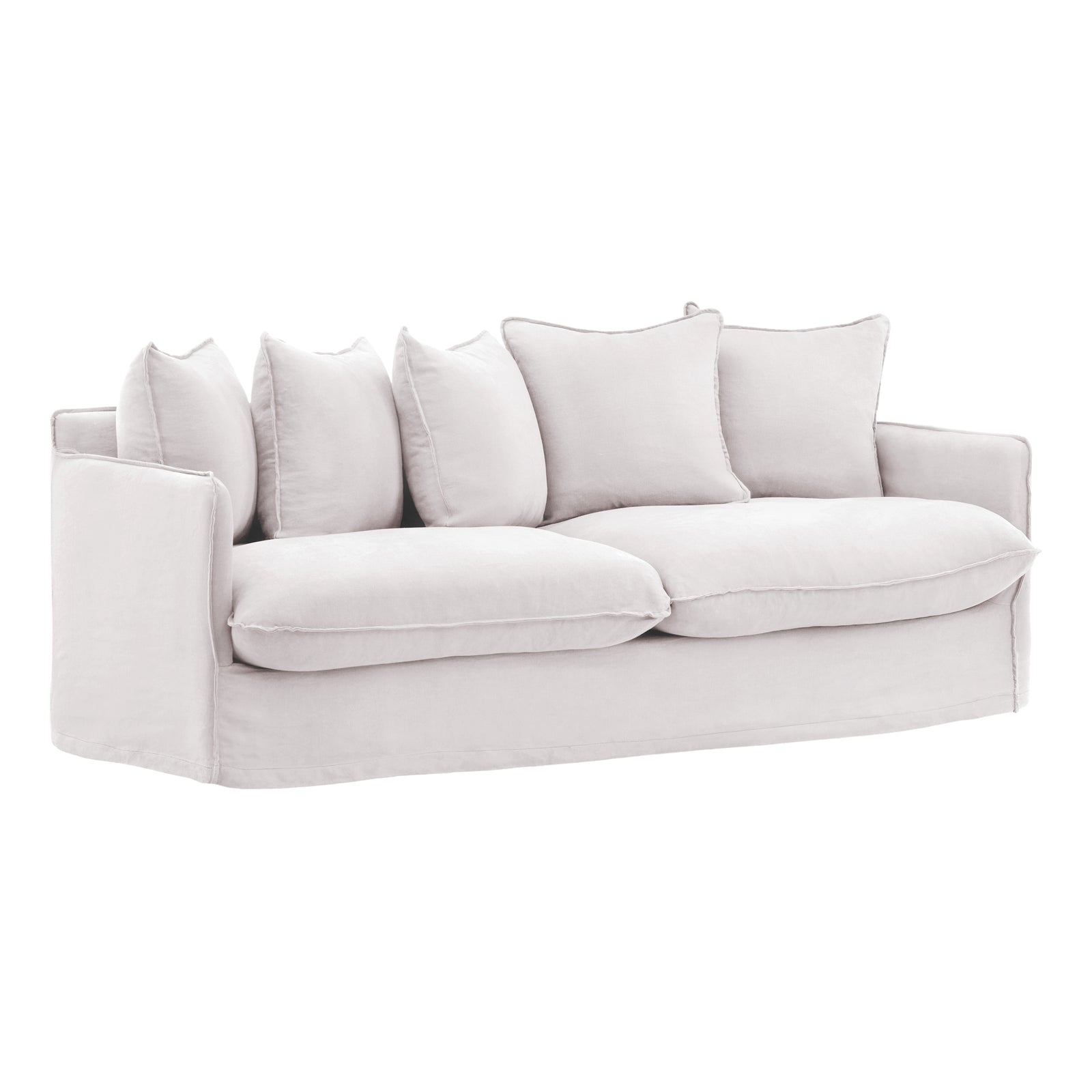 Lexa Sofa Slipcover White — Front Three-Quarter