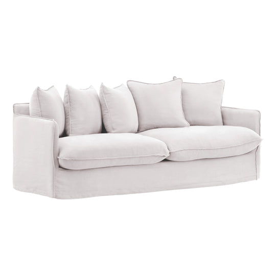Lexa Sofa Slipcover White — Front Three-Quarter
