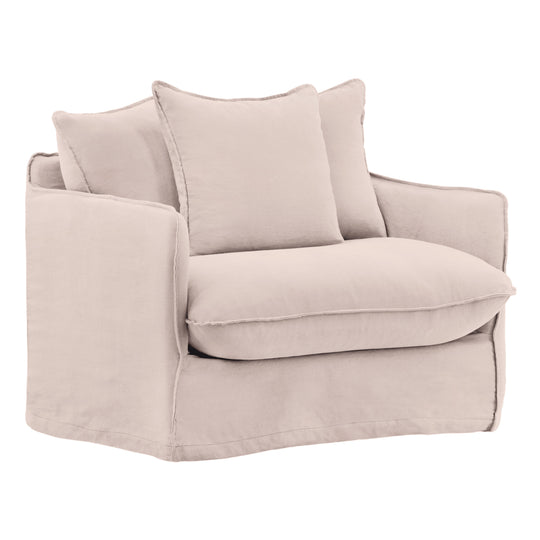 Lexa Sofa Chair Slipcover Natural — Front Three-Quarter