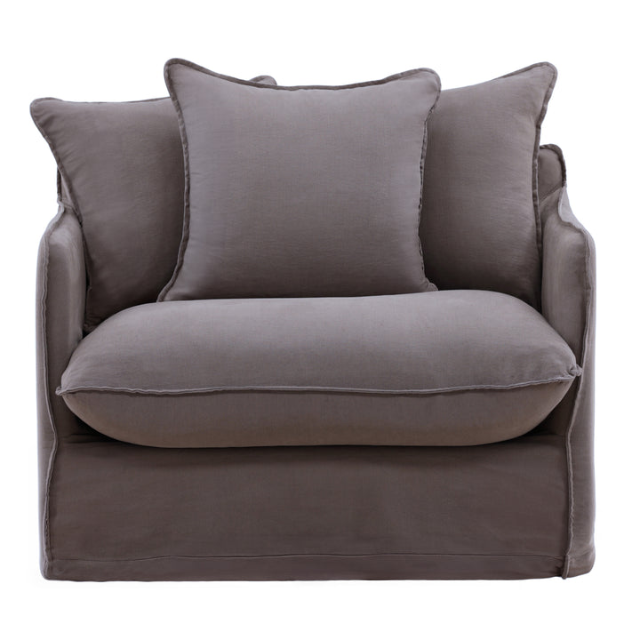 Lexa Sofa Chair Slipcover Stone — Front
