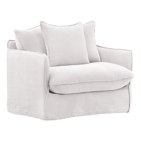 Lexa Sofa Chair Slipcover White — Front Three-Quarter