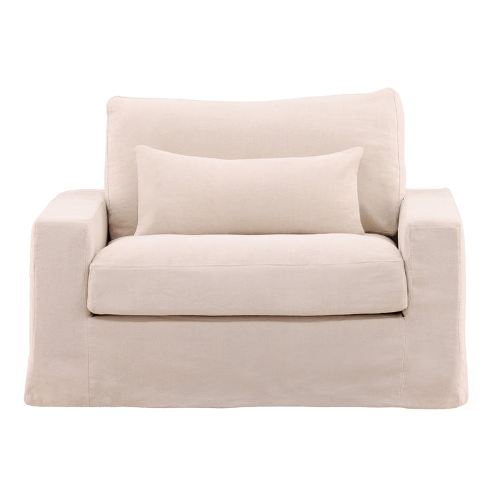 Silvie Sofa Chair Slipcover Natural — Front
