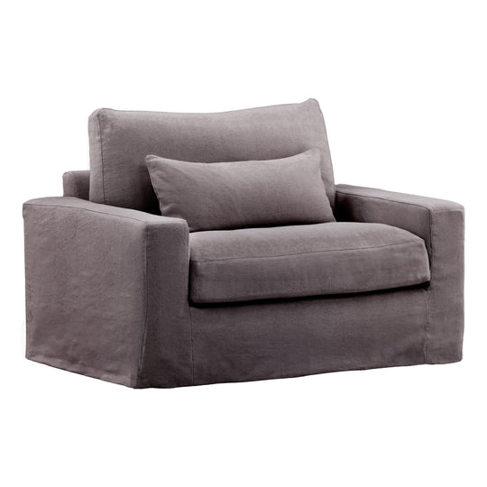 Silvie Sofa Chair Slipcover Stone — Front Three-Quarter