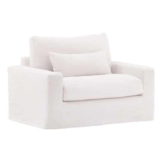 Silvie Sofa Chair Slipcover White — Front Three-Quarter