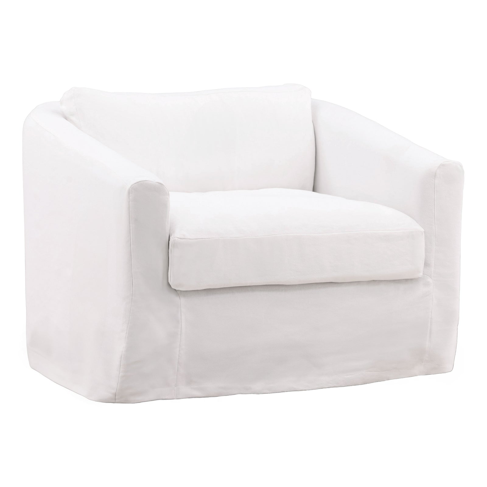 Violetta Sofa Chair Slipcover White — Front Three-Quarter