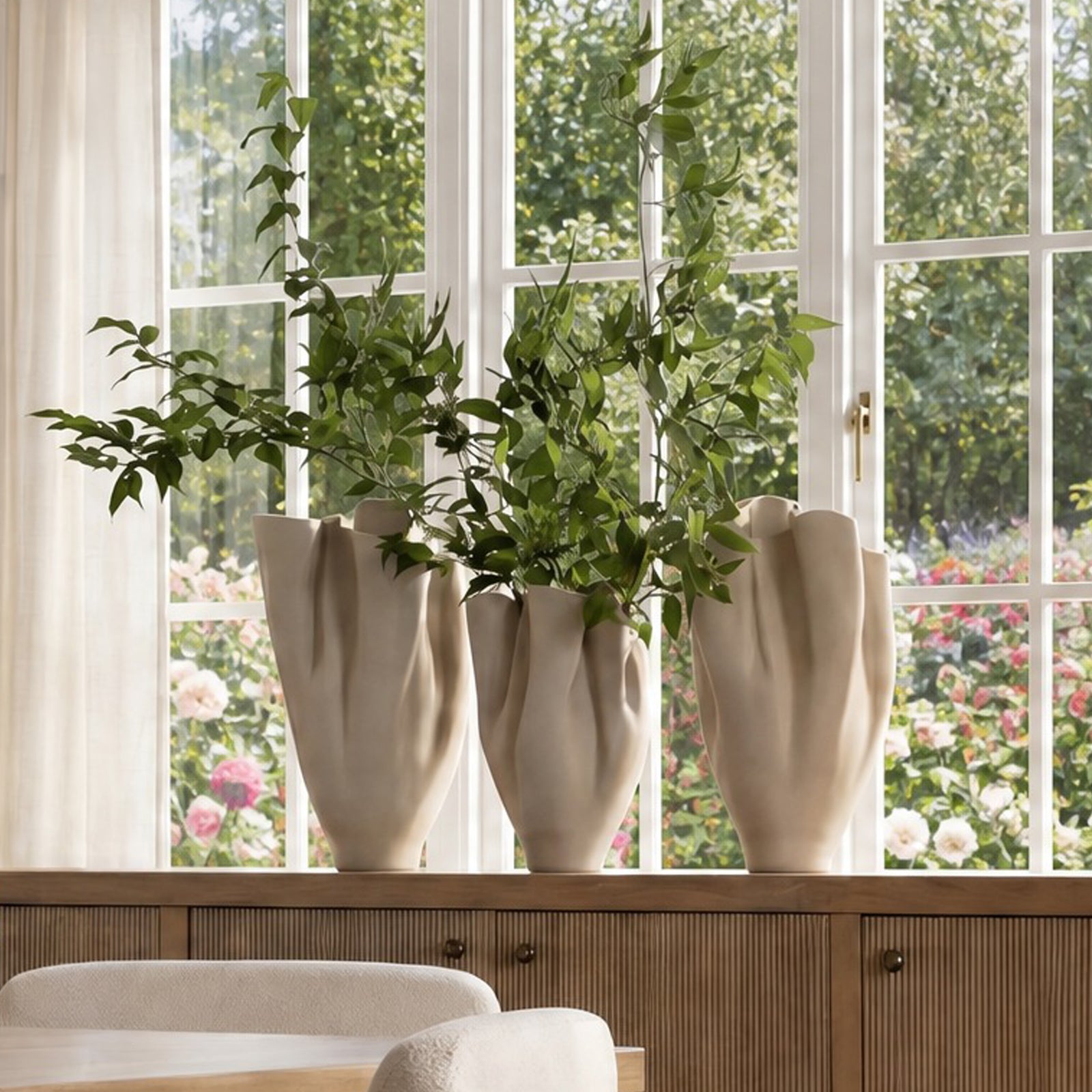 Aureli Vase Large Ivory — Lifestyle