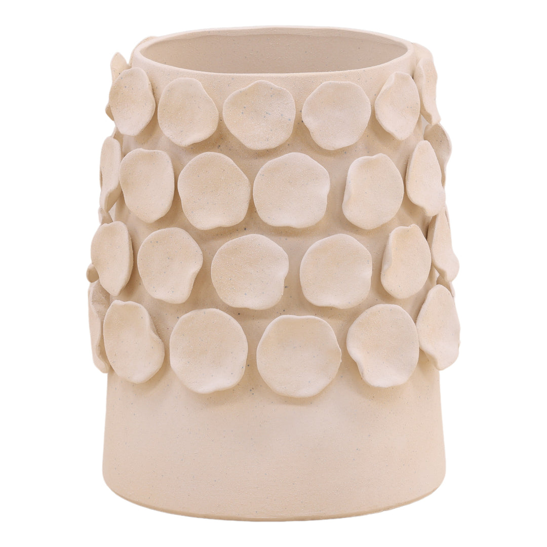 Calipso Vase Cream Small — Front Three-Quarter