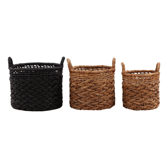 Fitzroe Basket Set of 3 Black — Front Three-Quarter