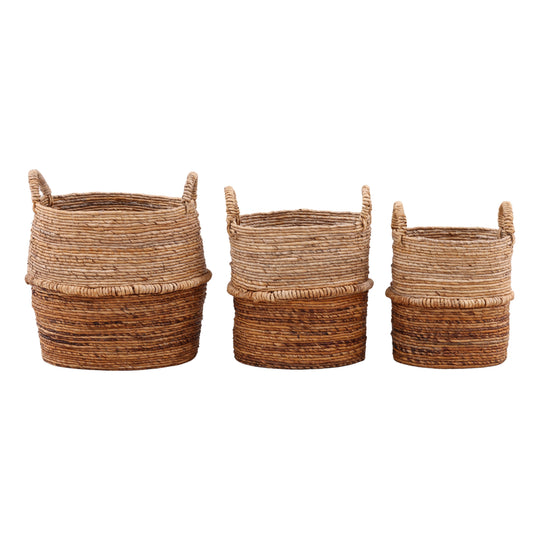 Hickery Basket Set of 3 Natural — Front Three-Quarter