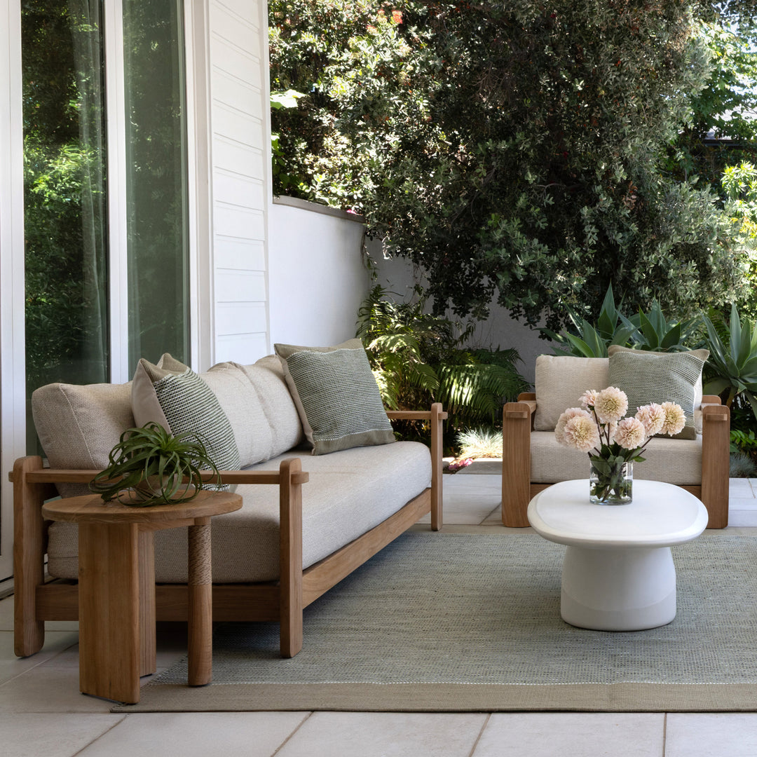 Julienne Outdoor Sofa Chair Taupe — Lifestyle