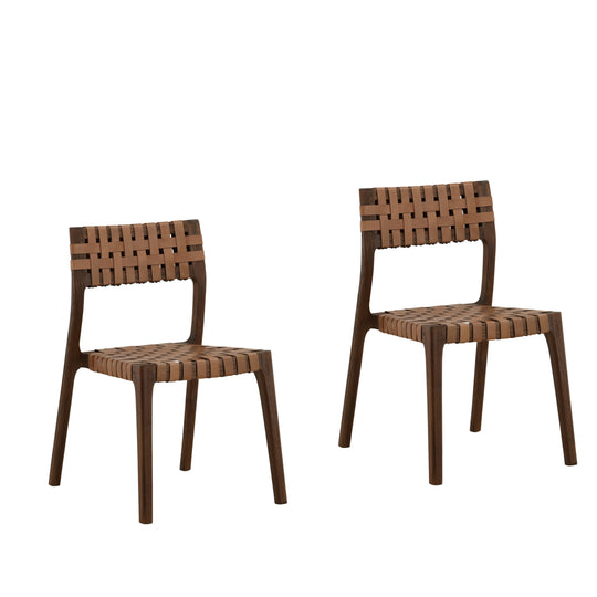 Leclaire Dining Chair Set of 2 Brown — Front Three-Quarter