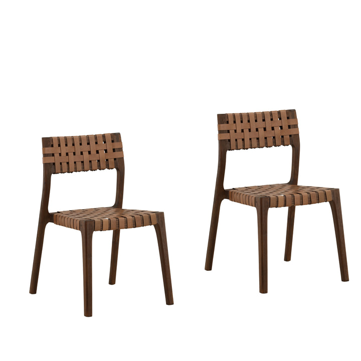 Leclaire Dining Chair Set of 2 Brown — Front Three-Quarter