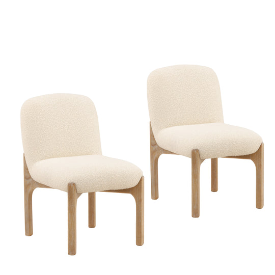 Emberly Dining Chair Set of 2 Cream — Front Three-Quarter