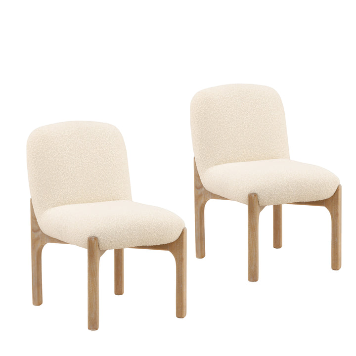 Emberly Dining Chair Set of 2 Cream — Front Three-Quarter