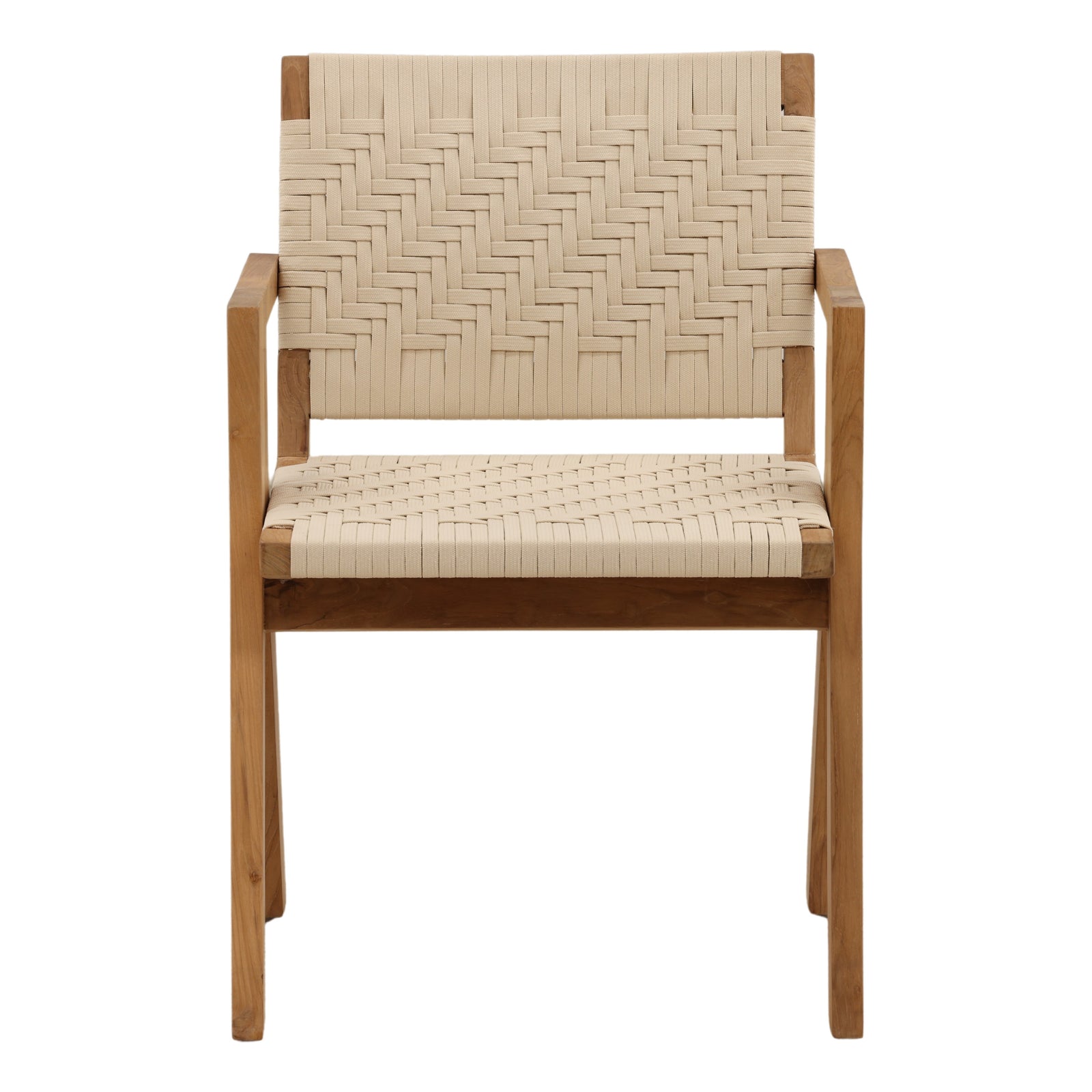 Meesa Outdoor Dining Chair Cream — Front