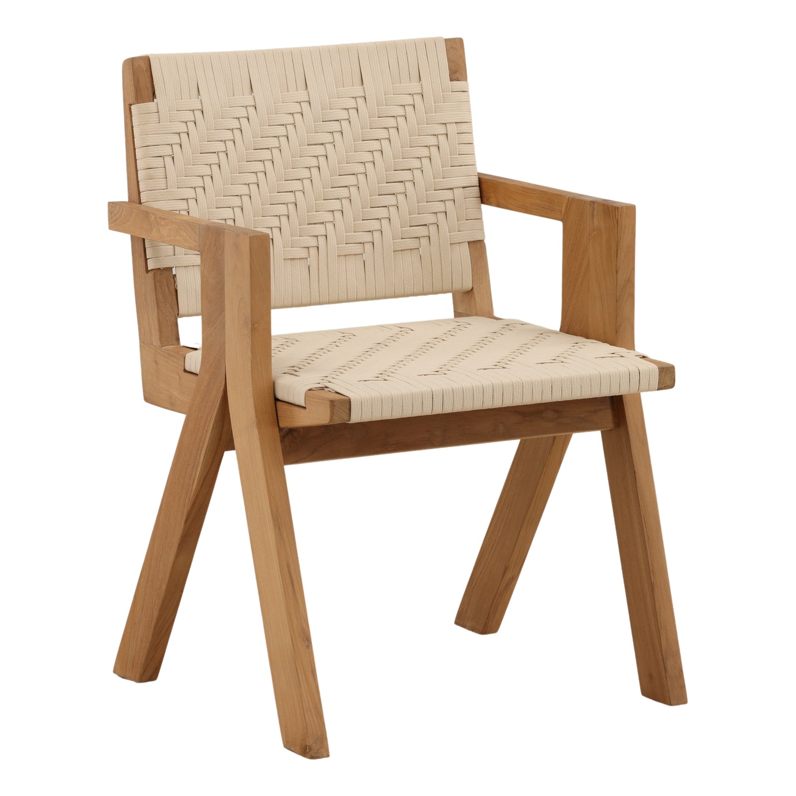 Meesa Outdoor Dining Chair Cream — Front Three-Quarter