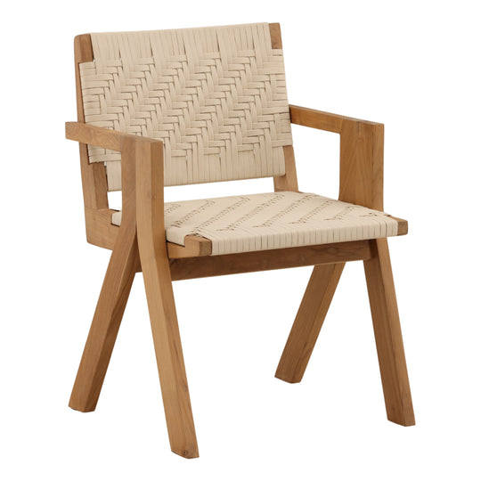 Meesa Outdoor Dining Chair Cream — Front Three-Quarter