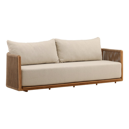 Zoisia Outdoor Sofa Sand — Front Three-Quarter