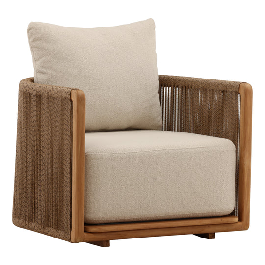 Zoisia Outdoor Sofa Chair Sand — Front Three-Quarter