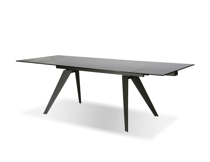 American Home Furniture | Mobital - NOIRE Dining Table Double Extension Gunmetal Steel Base 