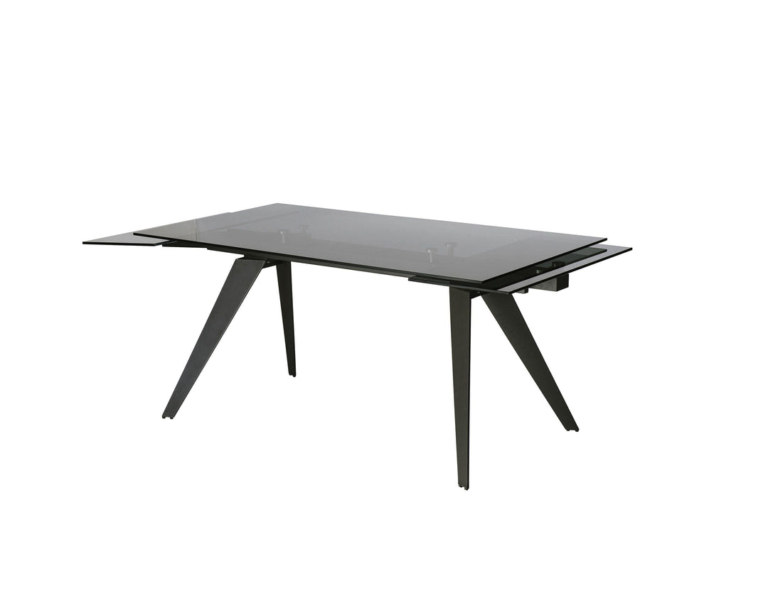 NOIRE Dining Table Double Extension Gunmetal Steel Base - AmericanHomeFurniture