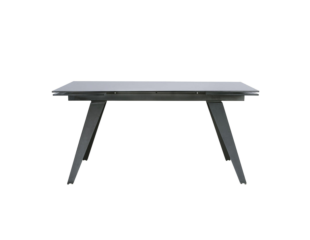 NOIRE Dining Table Double Extension Gunmetal Steel Base - AmericanHomeFurniture