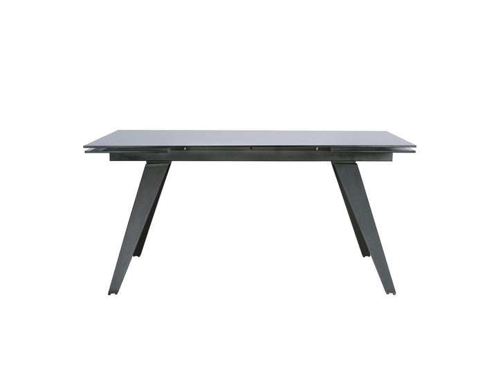 NOIRE Dining Table Double Extension Gunmetal Steel Base - AmericanHomeFurniture