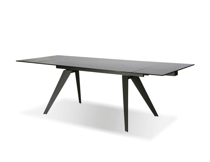 NOIRE Dining Table Double Extension Gunmetal Steel Base - AmericanHomeFurniture