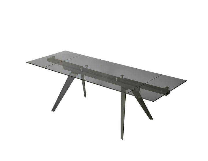 NOIRE Dining Table Double Extension Gunmetal Steel Base - AmericanHomeFurniture
