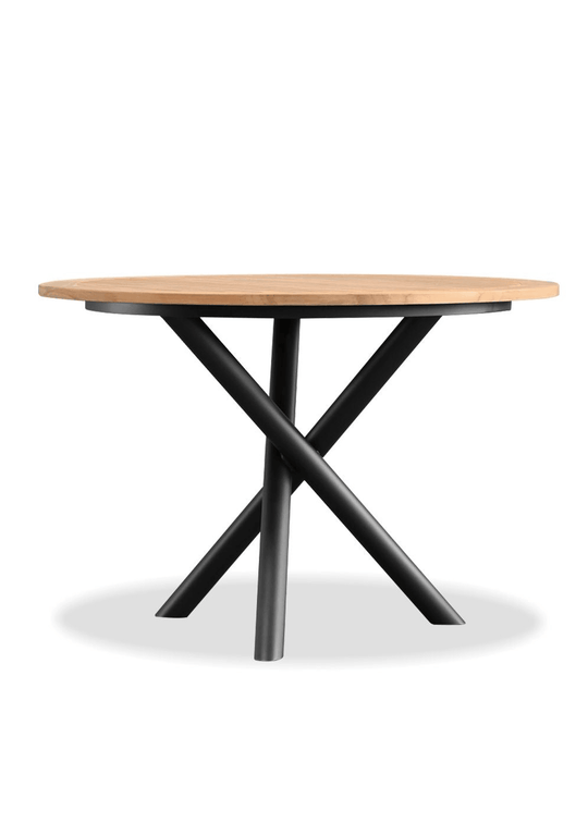 Teak Top  Coal Powder Coated Base