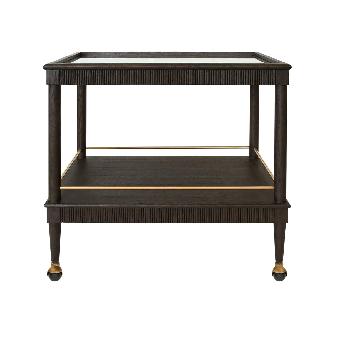 Classic Bar Cart With Fluted Detail In Espresso Oak - DUBLIN ES