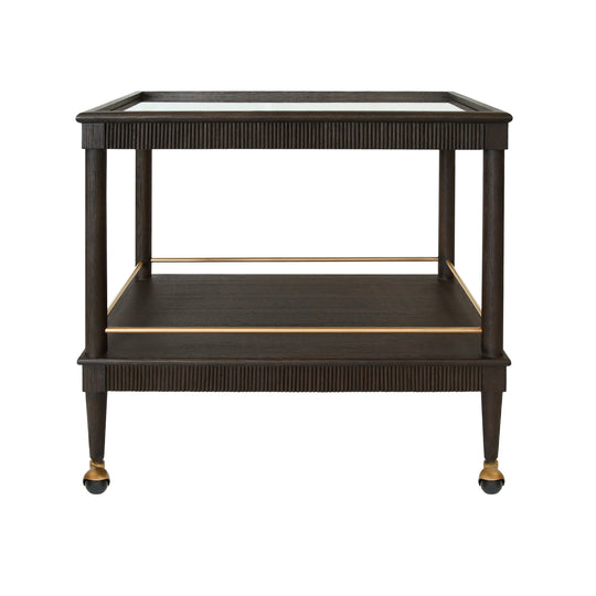 Classic Bar Cart With Fluted Detail In Espresso Oak - DUBLIN ES