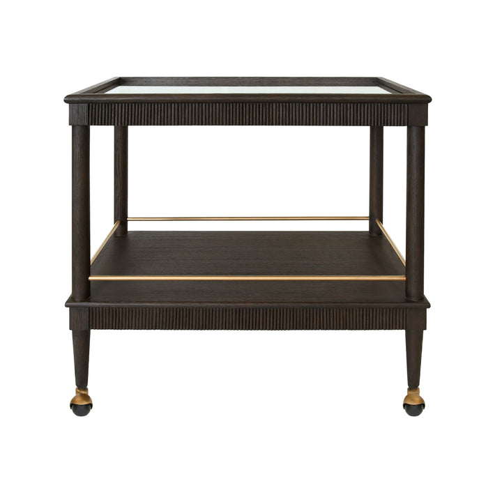 Classic Bar Cart With Fluted Detail In Espresso Oak - DUBLIN ES