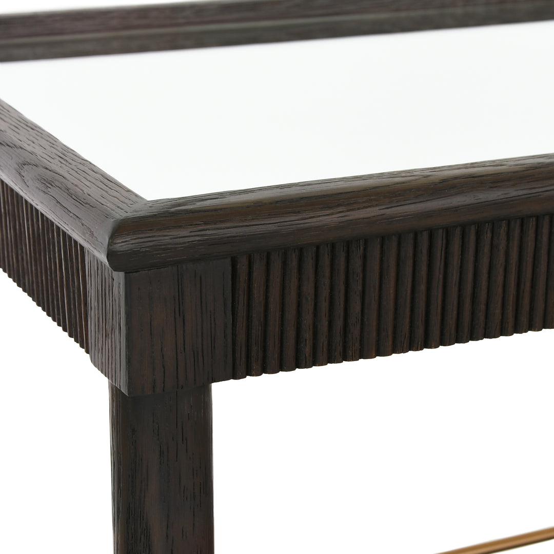Classic Bar Cart With Fluted Detail In Espresso Oak - DUBLIN ES