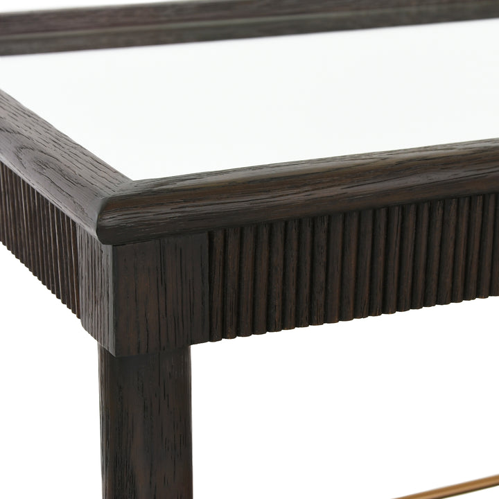Classic Bar Cart With Fluted Detail In Espresso Oak - DUBLIN ES