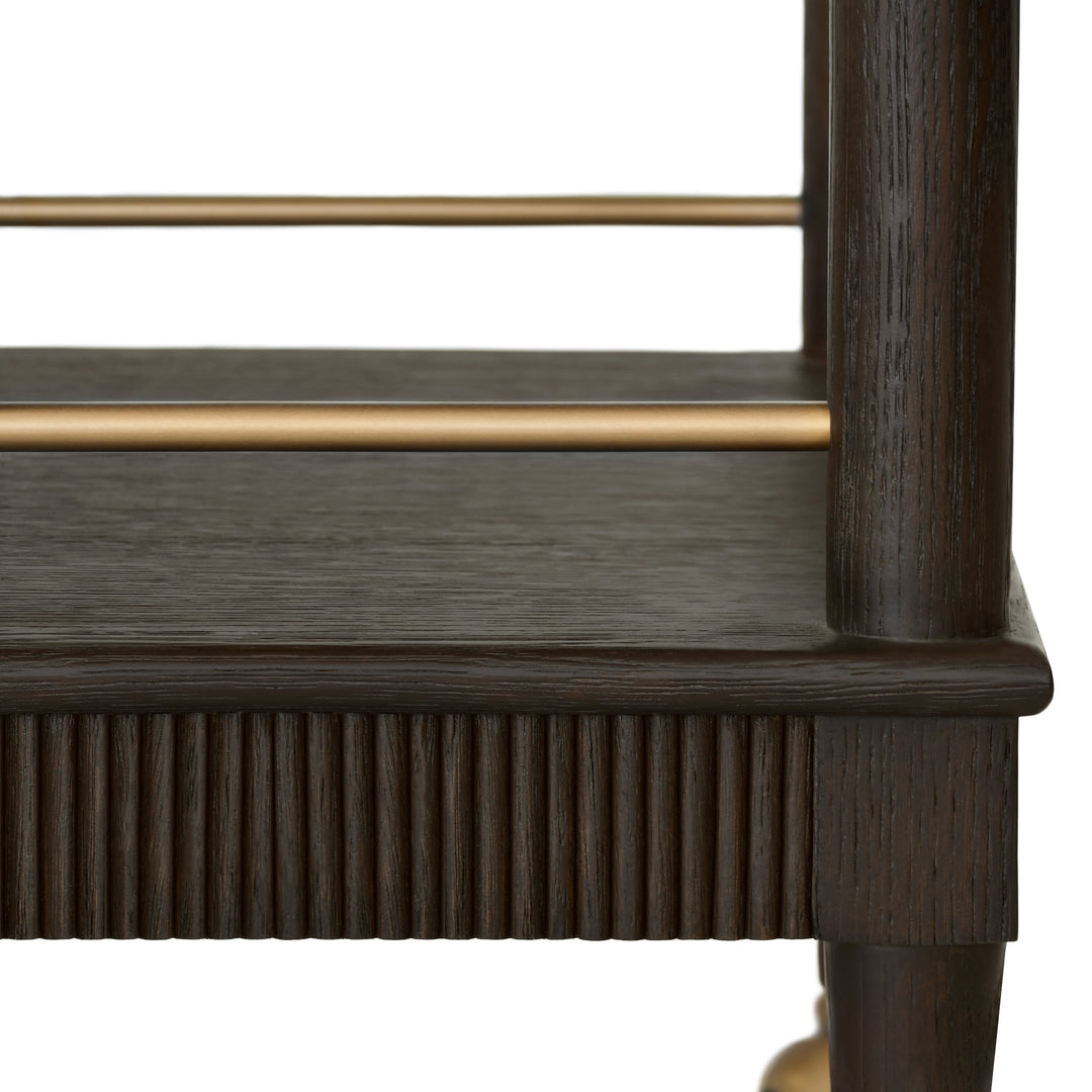 Classic Bar Cart With Fluted Detail In Espresso Oak - DUBLIN ES