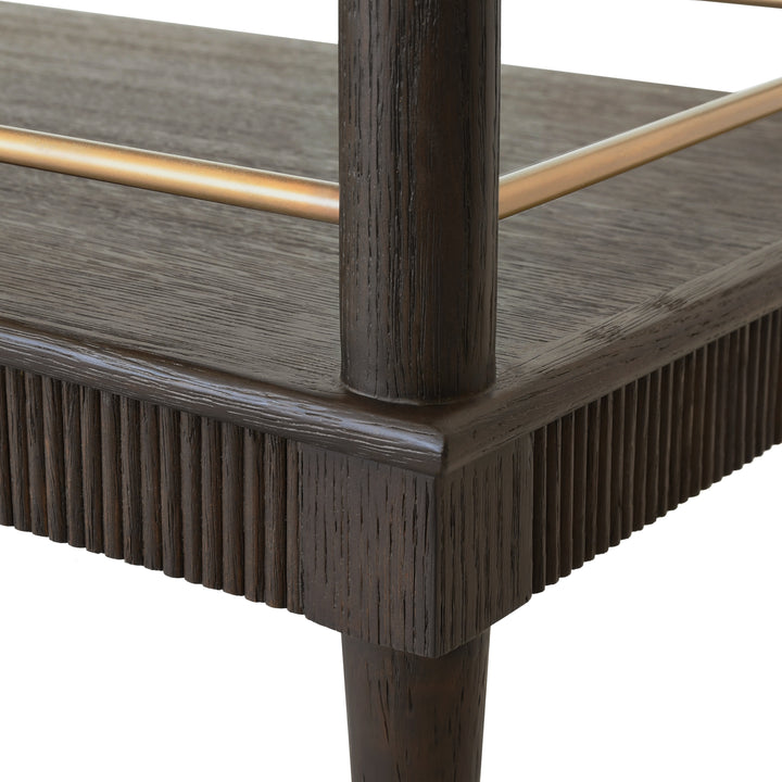 Classic Bar Cart With Fluted Detail In Espresso Oak - DUBLIN ES