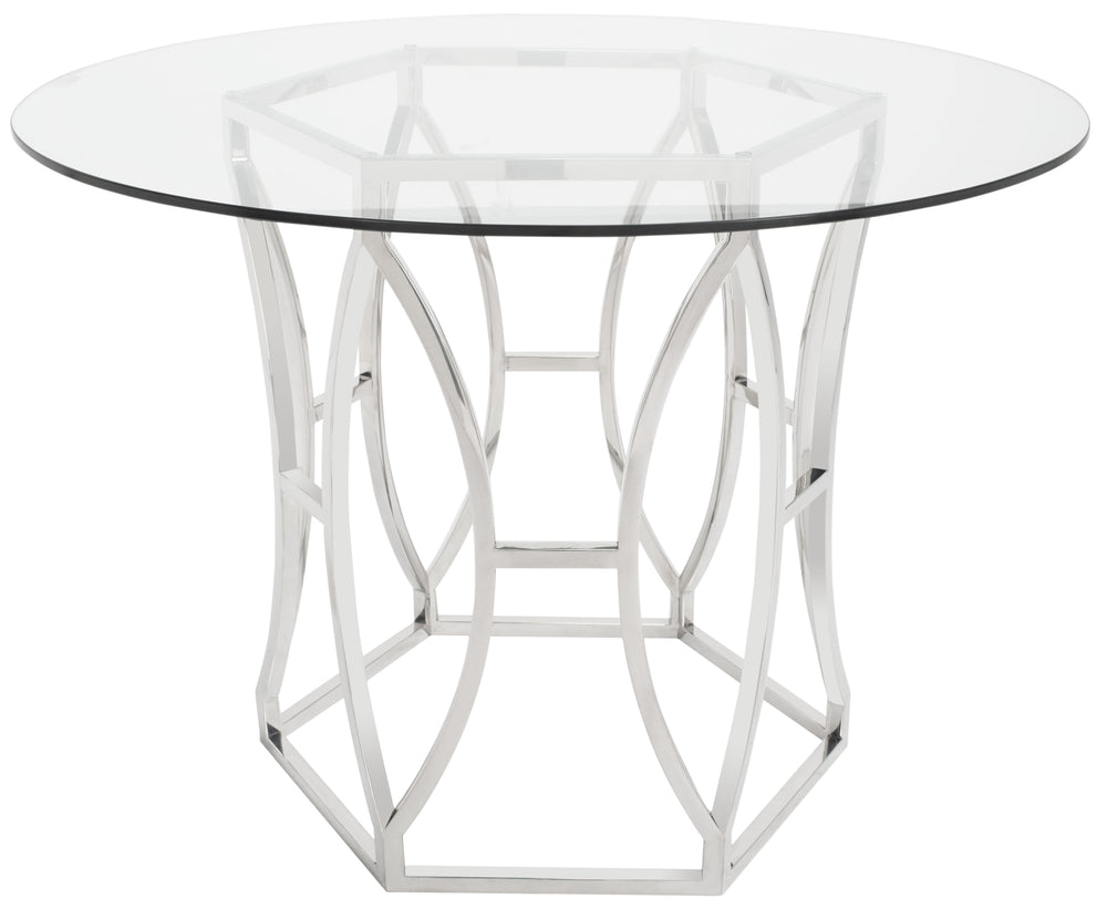 American Home Furniture Safavieh Couture Bethwyn 42" Round Glass Top Dining Table