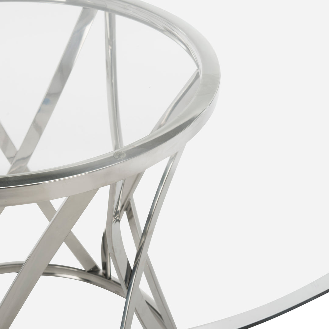 American Home Furniture Safavieh Couture Yuko 54" Round Glass Top Dining Table