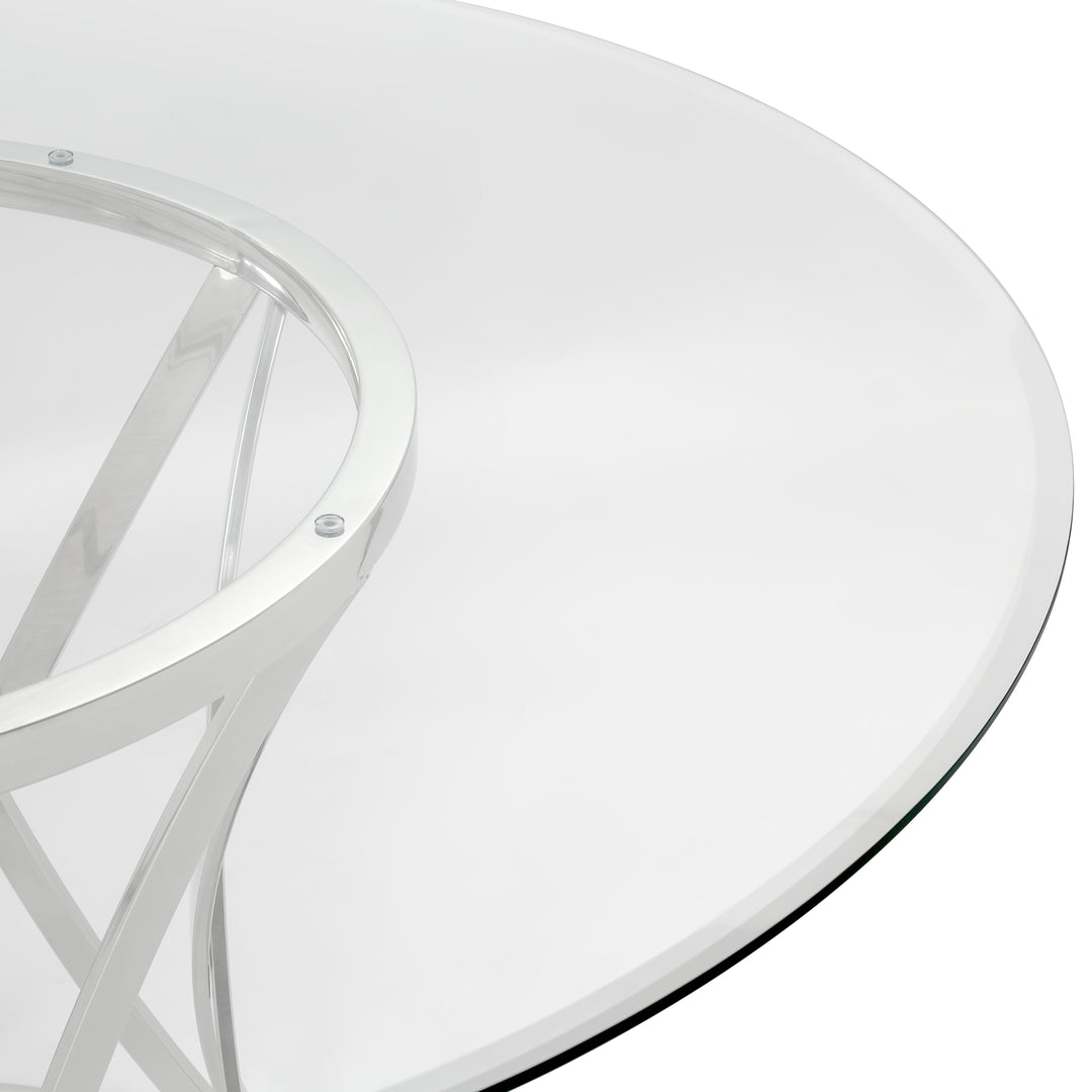 American Home Furniture Safavieh Couture Yuko 54" Round Glass Top Dining Table