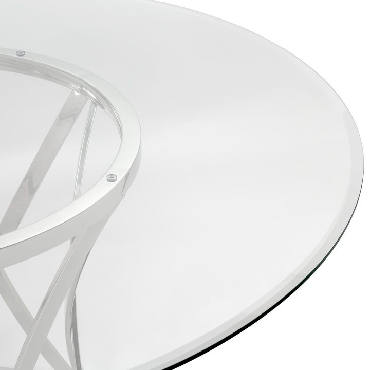 American Home Furniture Safavieh Couture Yuko 54" Round Glass Top Dining Table