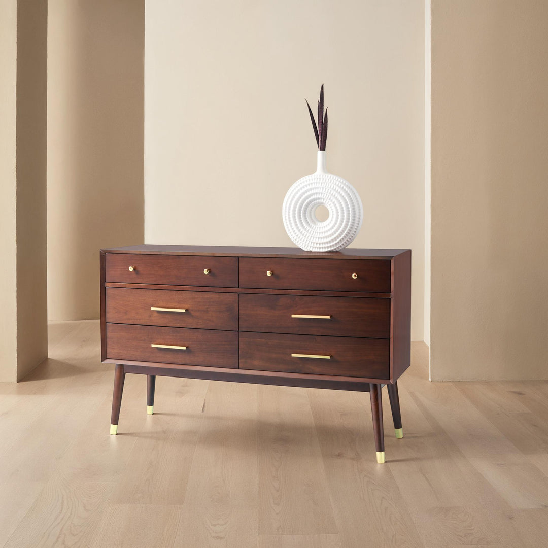 56"W x 18"D x 36"H / Walnut/Brass