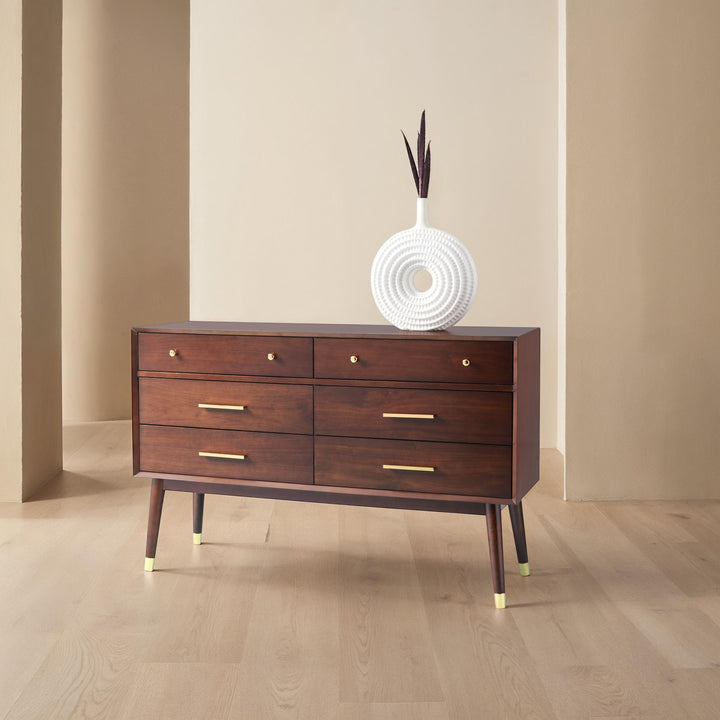 56"W x 18"D x 36"H / Walnut/Brass