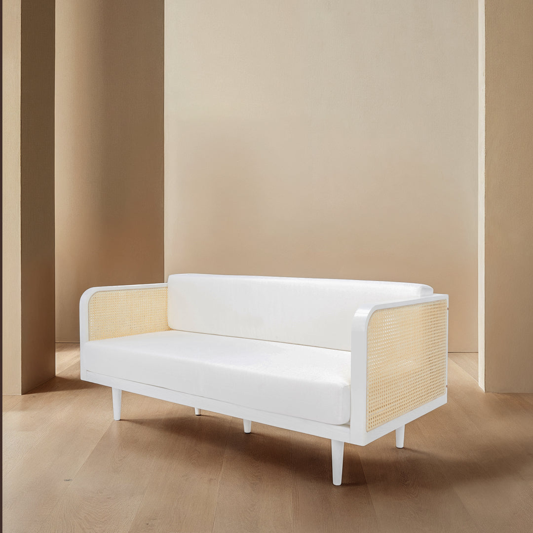 74.8"W x 32.7"D x 30.7"H / White/Natural