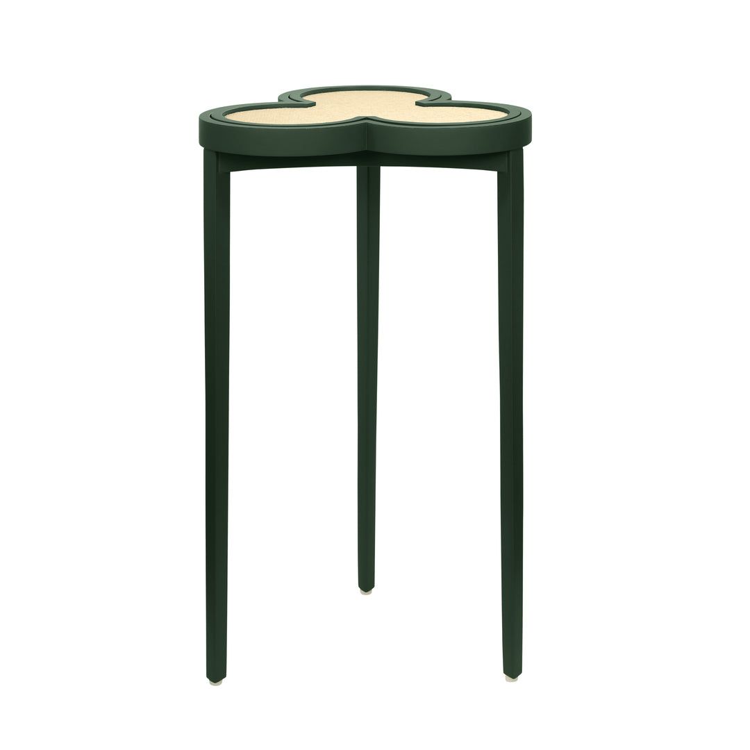 Clover Cigar Table With Reversible Lacquer And Natural Grasscloth Top In Matte Dark Green Lacquer - DYLAN DGR