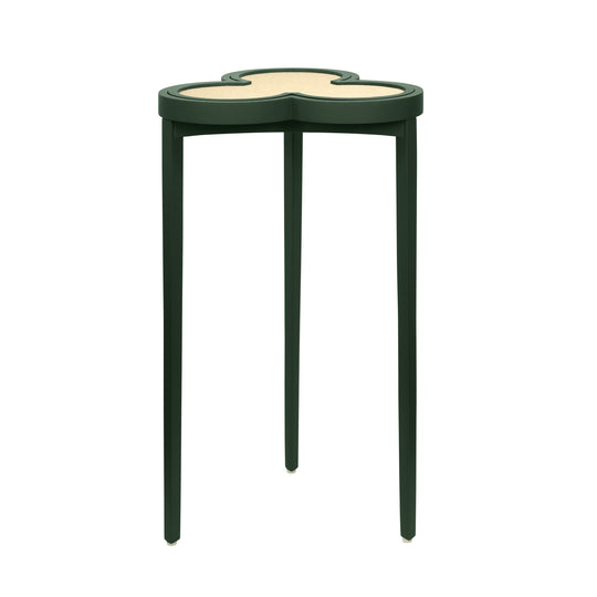 Clover Cigar Table With Reversible Lacquer And Natural Grasscloth Top In Matte Dark Green Lacquer - DYLAN DGR