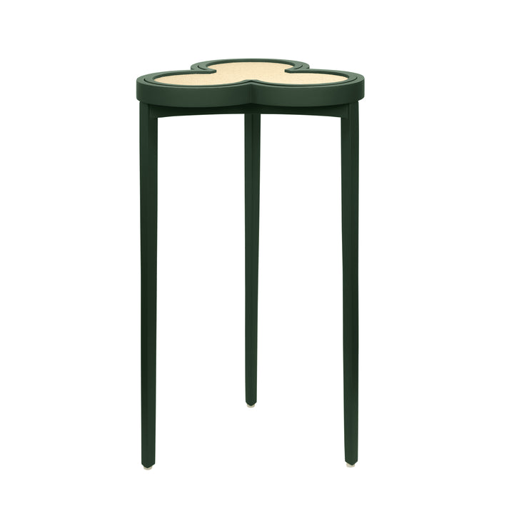 Clover Cigar Table With Reversible Lacquer And Natural Grasscloth Top In Matte Dark Green Lacquer - DYLAN DGR